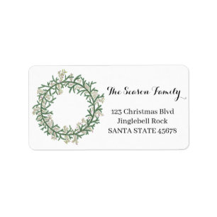 Pine tree Christmas wreath Label