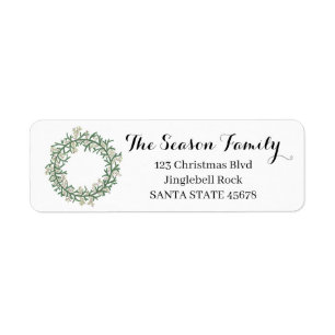 Pine tree Christmas wreath Return Address Label