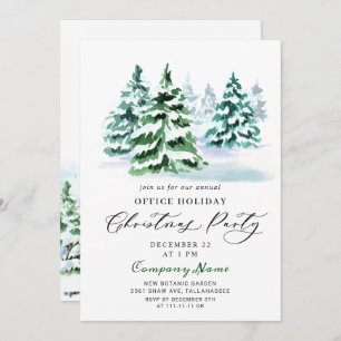 Pine Tree Corporate Christmas Holiday Party Invitation