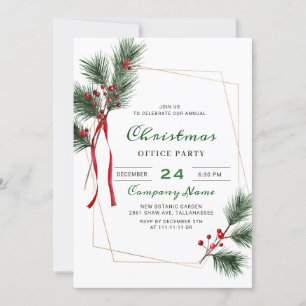 Pine Tree Corporate Christmas Holiday Party Invitation