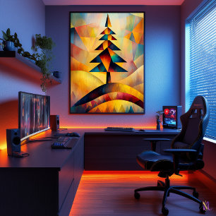 Pine Tree - Cubist Minimalist Inspired by Klee Poster