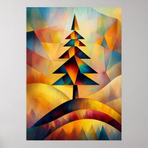 Pine Tree - Cubist Minimalist Masterpiece Inspired Poster