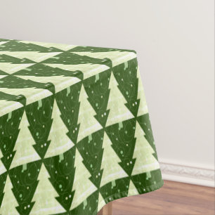 Pine Tree Dot Green Stylized Christmas Tablecloth