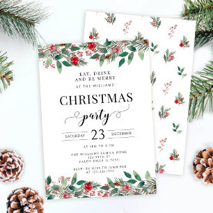 Pine Tree  Festive Christmas party invitation