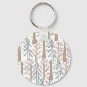 Pine Tree Forest Branches Pastel Nature Key Ring