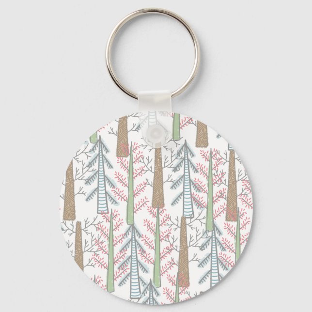 Pine Tree Forest Branches Pastel Nature Key Ring (Front)