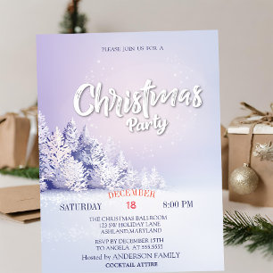 Pine Tree Forest Christmas  Party Invitation