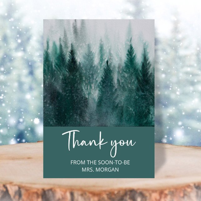 Pine Tree Forest Green Bridal Shower thank you Card (Creator Uploaded)