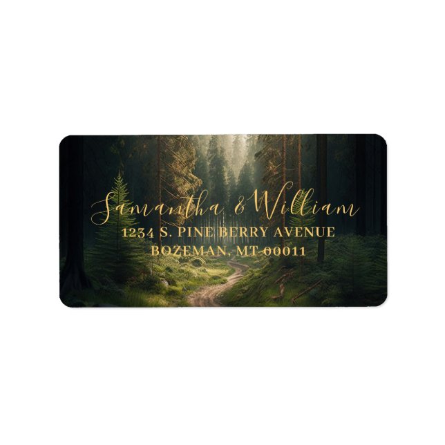 Pine Tree Forest Green Wedding Label (Front)
