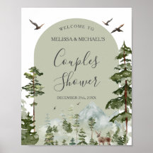 Pine Tree Forest Mountain Couple Shower Welcome