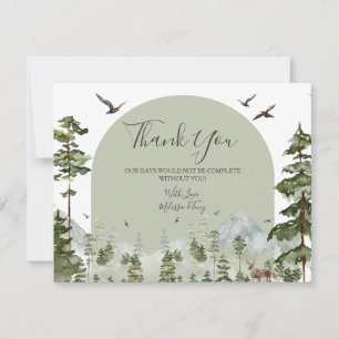 Pine Tree Forest Mountain Couple Shower Woodland Thank You Card