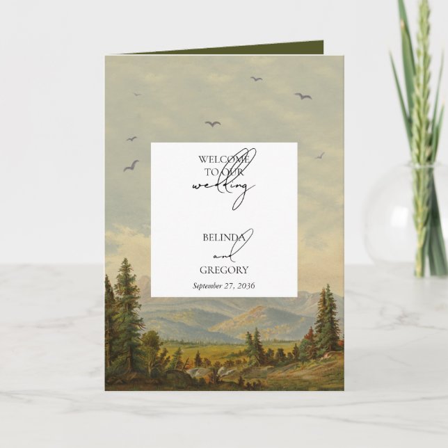 Pine Tree Forest Order of Service Wedding Program (Front)