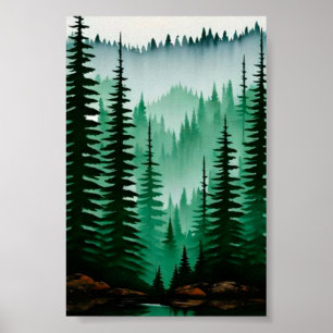 Pine tree forest poster