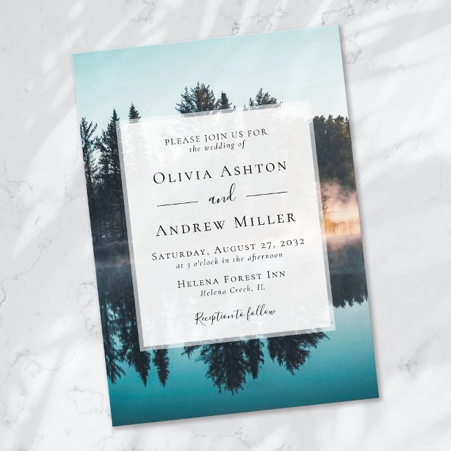 Pine Tree Forest Rustic Themed Wedding Invitation (Creator Uploaded)