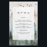 Pine Tree Forest Rustic Themed Wedding Menu Cards<br><div class="desc">Design features a woodsy evergreen pine tree watercolor background with painted birds at the top. Design also features a modern typography layout with elegant fonts. You can fully customise this menu to your own font choices, sizes, colours and more or use the preset template. You can also move around text...</div>