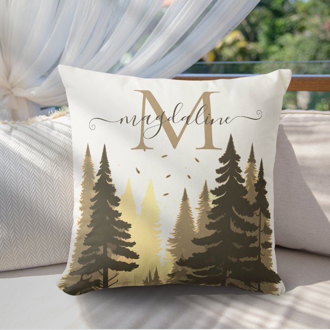  Pine Tree Forest Script Name Monogram Cushion (Creator Uploaded)