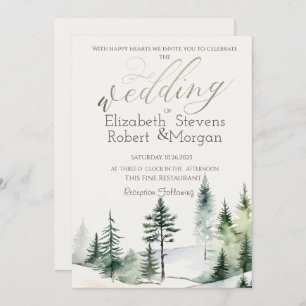 Pine Tree Forest,String Lights Wedding Invitation