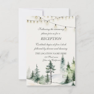 Pine Tree Forest,String Lights Wedding Reception Invitation