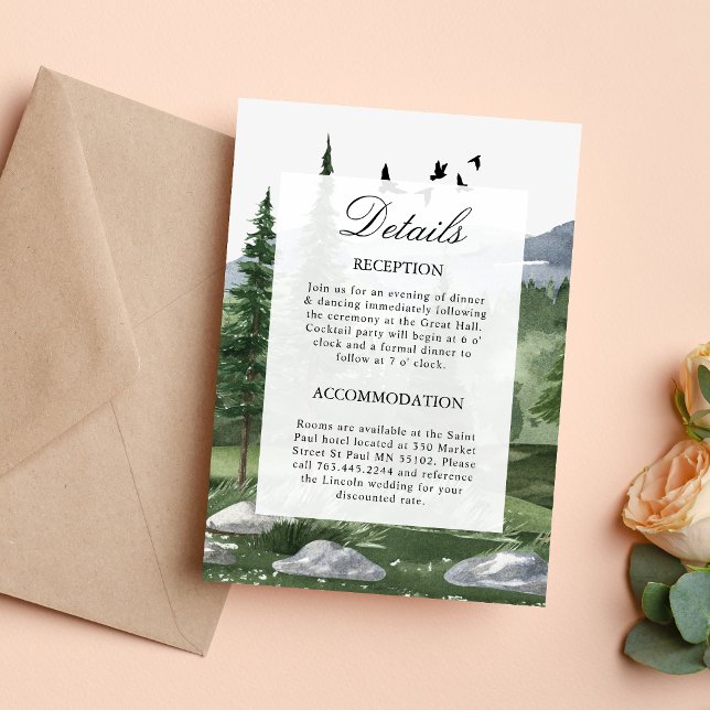 Pine Tree Forest Themed Wedding Enclosure Card (Creator Uploaded)