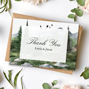 Pine Tree Forest Themed Wedding Thank You Cards