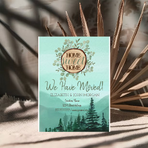 Pine Tree Forest Wood Theme Home Sweet Home  Announcement Postcard