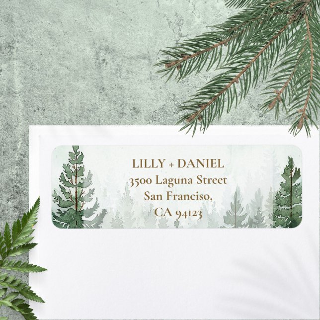 Pine Tree Forest Woodland Return Address Label (Pine Tree Forest Woodland Return Address Label)
