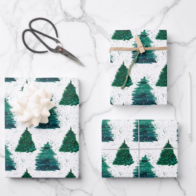 Pine Tree Forest Wrapping Paper Sheet (Front)