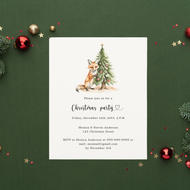 Pine tree fox Christmas Party invitation (Creator Uploaded)