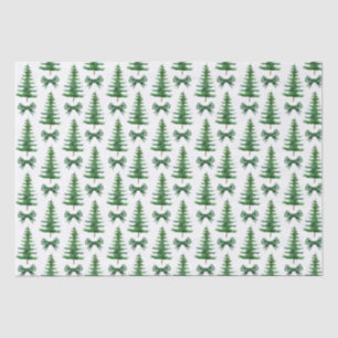 Pine Tree Green Bow Christmas Gift Tissue Paper