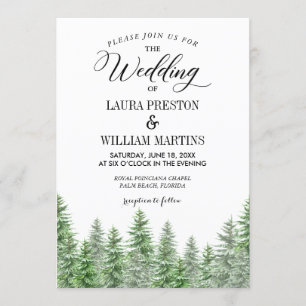 Pine Tree Greenery Wedding Invitation