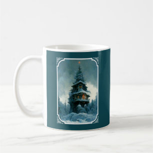 Pine Tree House In Winter   Christmas Tree Coffee Mug