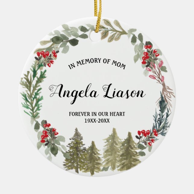 Pine Tree In Memory of Mum Christmas Ceramic Ornament (Front)