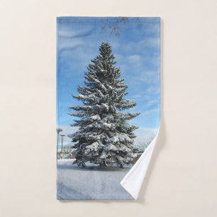 Pine Tree in Snow towel set