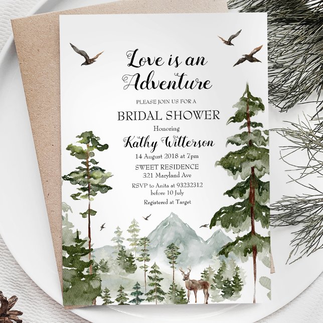 Pine Tree Love is an adventure bridal shower Invitation (Creator Uploaded)