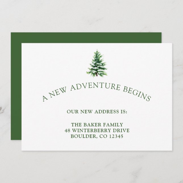Pine Tree Minimalist New Adventure Moving Announcement (Front/Back)