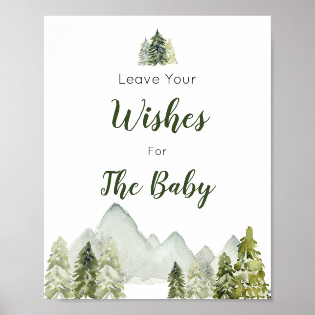 Pine Tree Mountain Baby Shower Wishes for Baby Poster (Front)