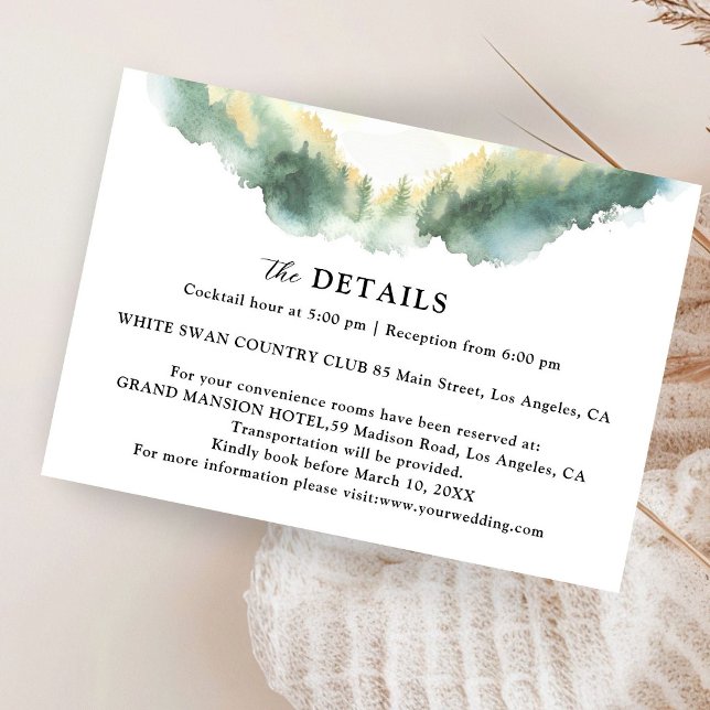 Pine Tree Mountain Boho Rustic Wedding Detail Enclosure Card (Creator Uploaded)