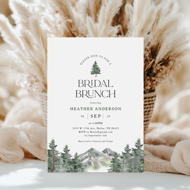 Pine Tree Mountain Forest Bridal Brunch Invitation (Creator Uploaded)