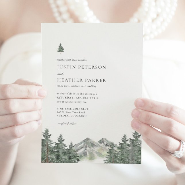 Pine Tree Mountain Forest Mountain Wedding Invitation (Creator Uploaded)
