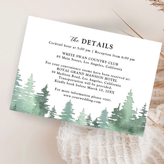 Pine Tree Mountain Landscape Rustic Wedding Detail Enclosure Card (Creator Uploaded)