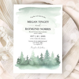 Pine Tree Mountain Landscape Rustic Wedding Invitation