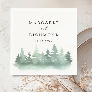 Pine Tree Mountain Rustic Wedding Paper Napkin