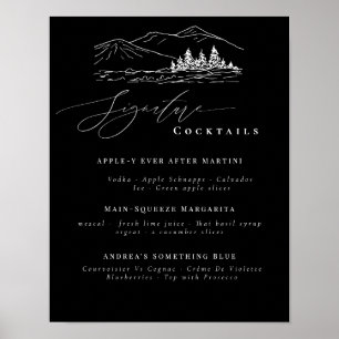 Pine Tree Mountains Signature Drinks Bar Menu  Poster
