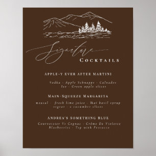 Pine Tree Mountains Signature Drinks Bar Menu Poster