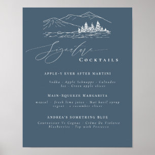 Pine Tree Mountains Signature Drinks Bar Menu Poster