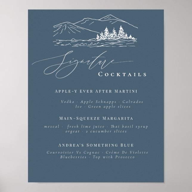 Pine Tree Mountains Signature Drinks Bar Menu  Poster (Front)