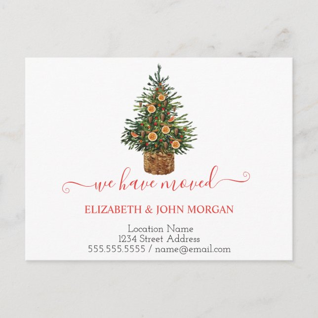 Pine Tree Orange We Have Moved Announcement Postcard (Front)