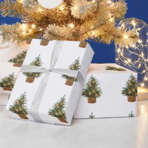 Pine Tree,Orange Wrapping Paper