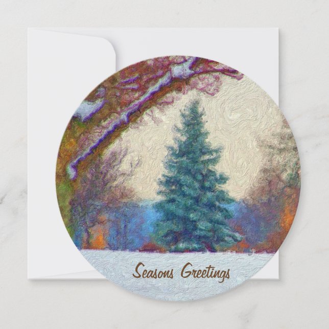Pine Tree Painting Holiday Card (Front)