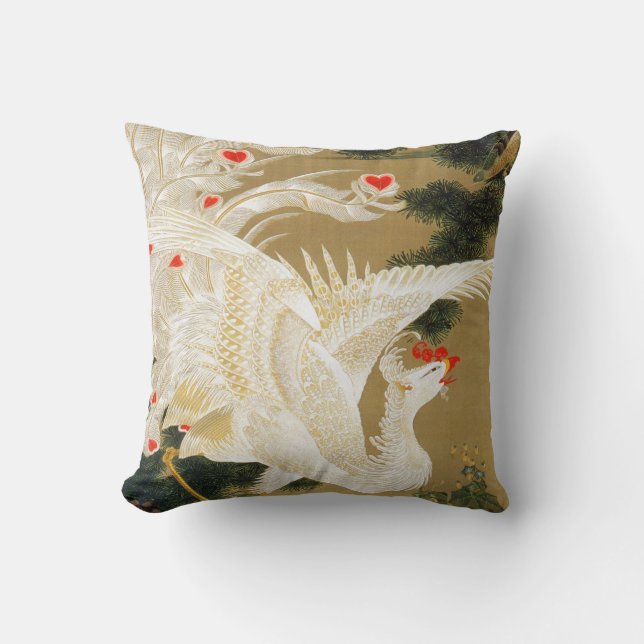 Pine Tree & Phoenix (Love Heart Phoenix), Jakuchu Cushion (Front)
